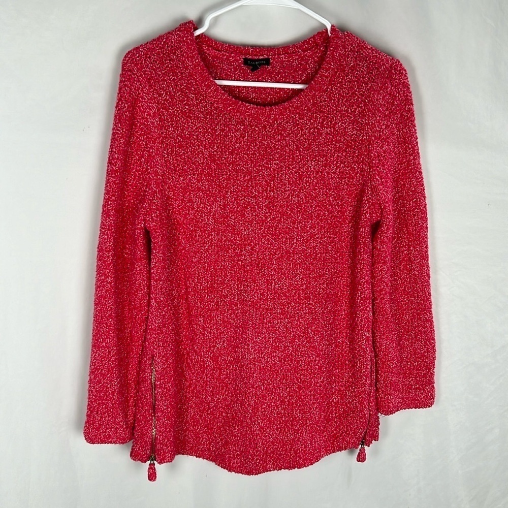 Talbots Pink Side Zip Chunky Knit Side Zip Pullover Sweater -Size Small